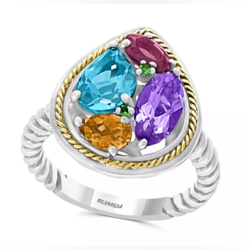 EFFY Amethyst Sterling silver & 18kt yellow gold ring